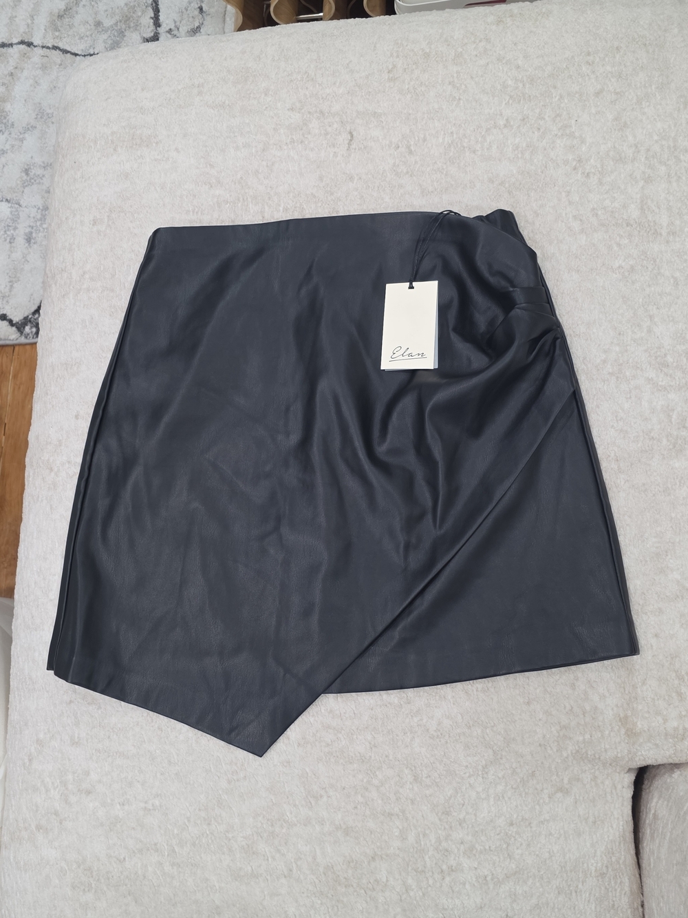 Elan Faux Leather Mini Skirt Black Large